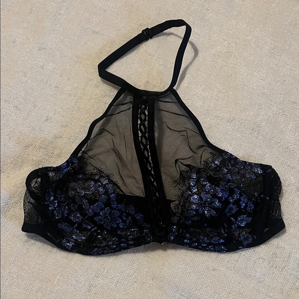 Victoria's Secret Black and Blue Lace Bralette